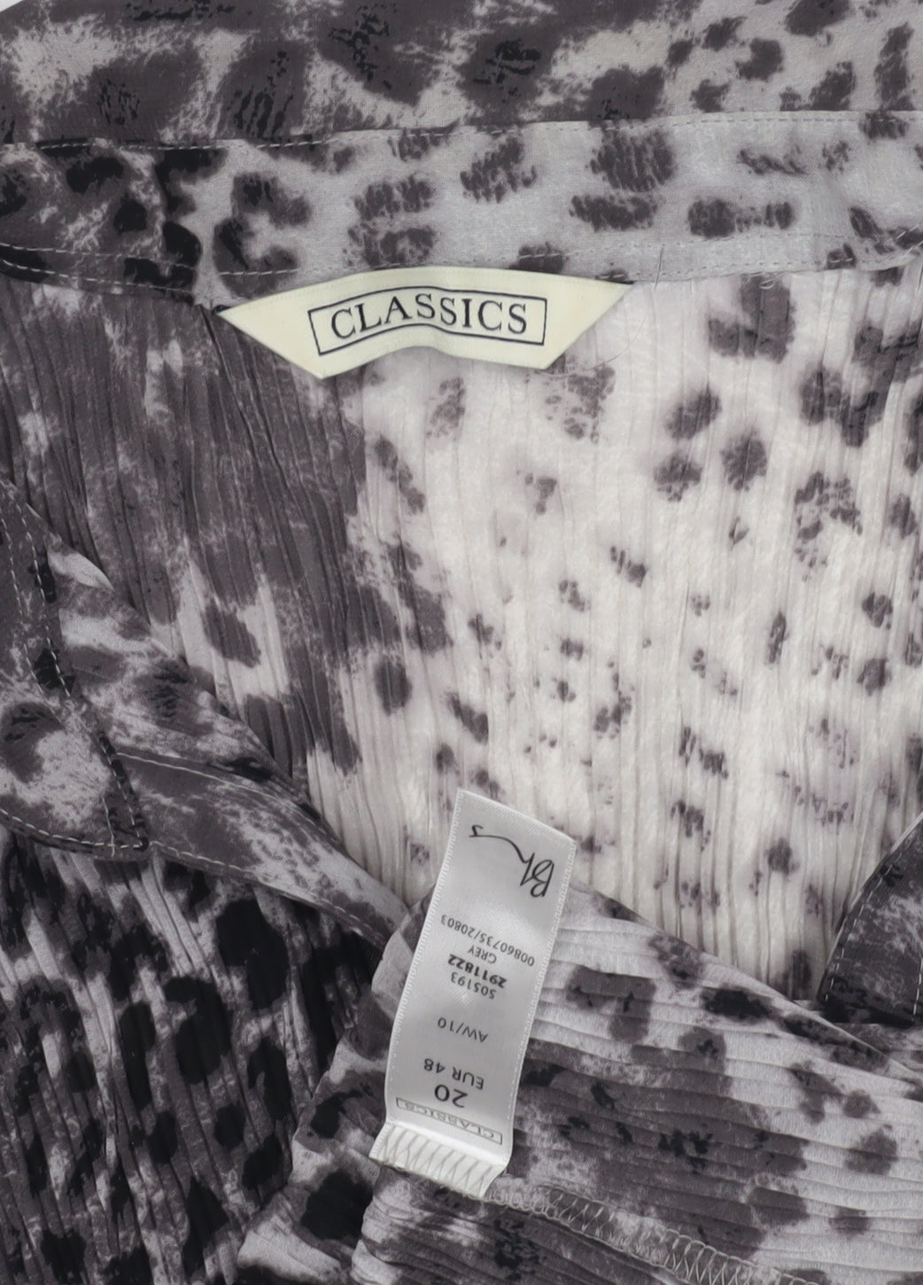 Classics Women's Grey Animal Print Short Sleeve Shirt