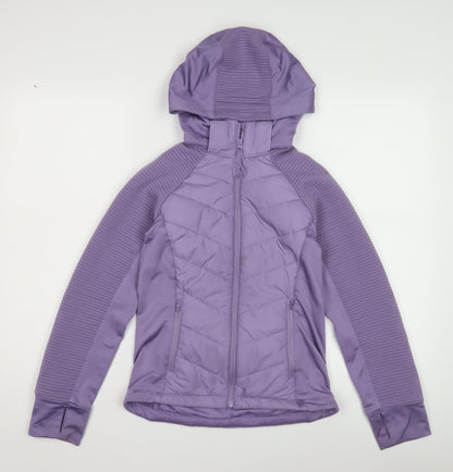 H&M Girls Purple Full Zip Hoodie, Size 12, Lightweight & Sporty
