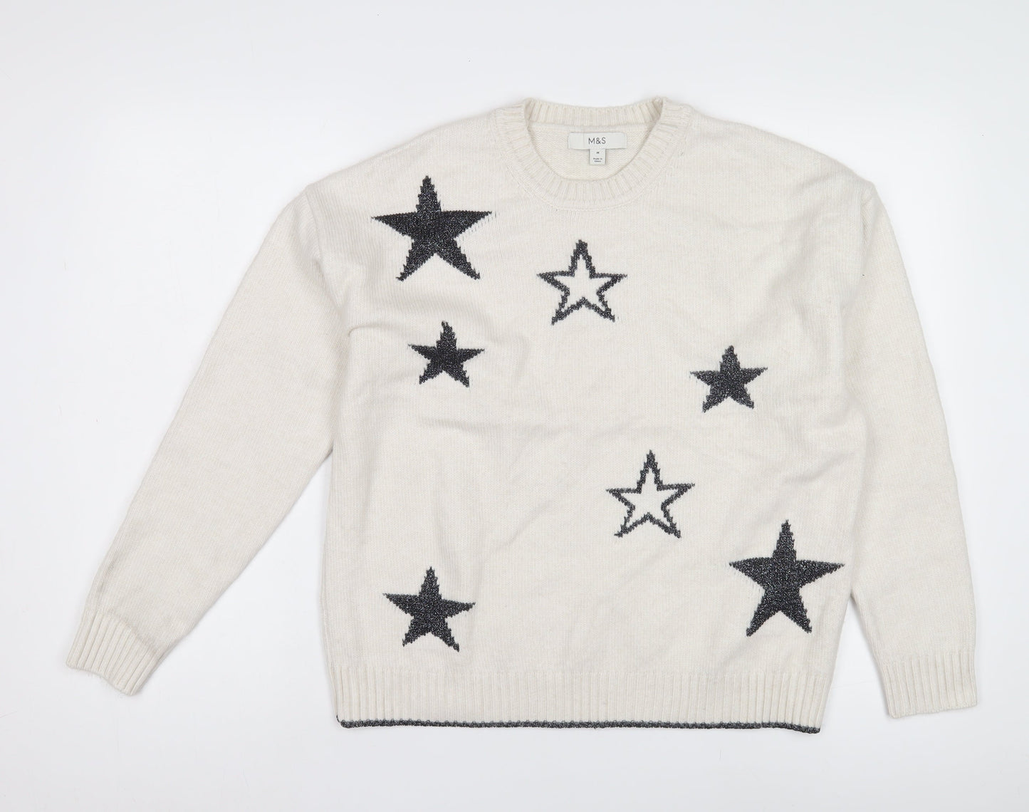 Womens UK Size M Marks and Spencer Ivory Pullover Jumper