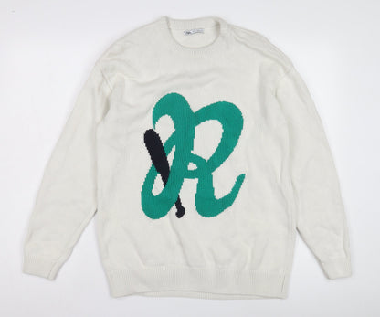Womens UK Size 12 Zara White Pullover Jumper