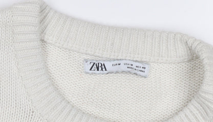 Womens UK Size 12 Zara White Pullover Jumper