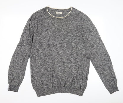 River Island Men's Grey Cotton Pullover Jumper L