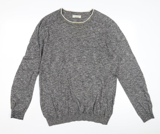 River Island Men's Grey Cotton Pullover Jumper L