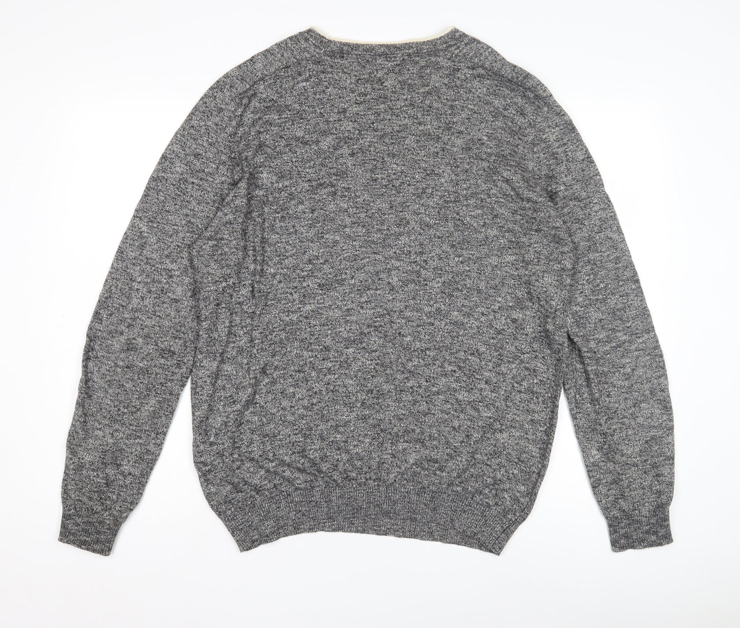 River Island Men's Grey Cotton Pullover Jumper L