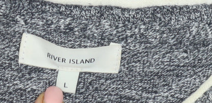 River Island Men's Grey Cotton Pullover Jumper L