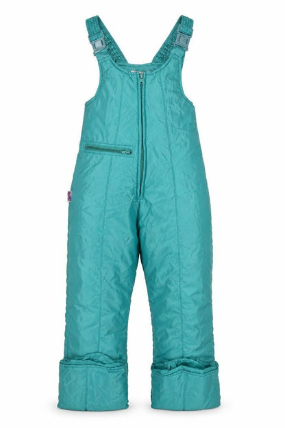 Front view of Montana unisex blue insulated snow pants, size 4