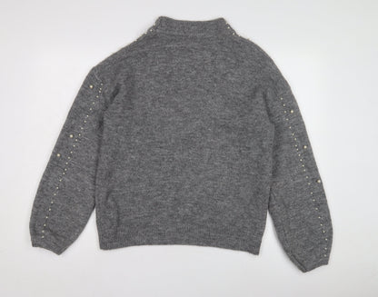 Womens UK Size M Quiz Grey Pullover Jumper