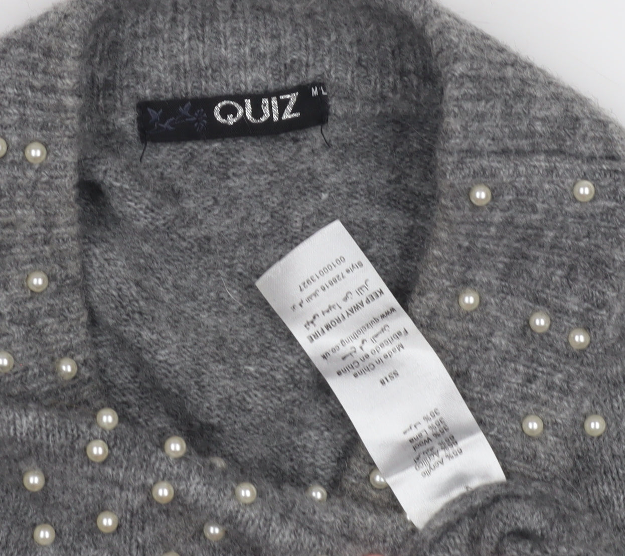 Womens UK Size M Quiz Grey Pullover Jumper
