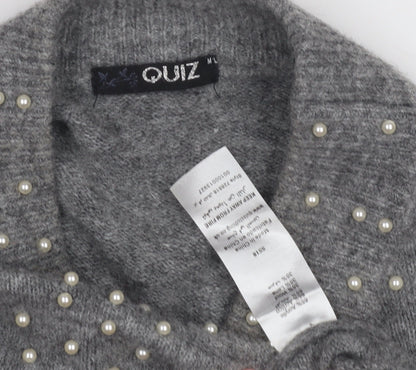 Womens UK Size M Quiz Grey Pullover Jumper