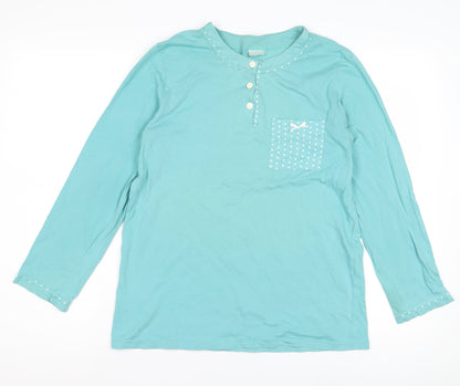 Damart Women's Blue Polka Dot Henley Night Shirt