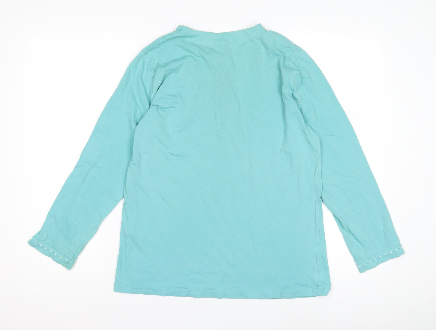 Damart Women's Blue Polka Dot Henley Night Shirt