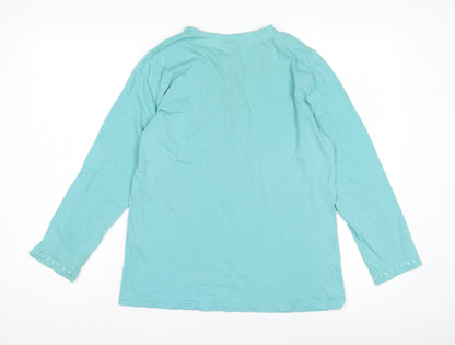 Damart Women's Blue Polka Dot Henley Night Shirt