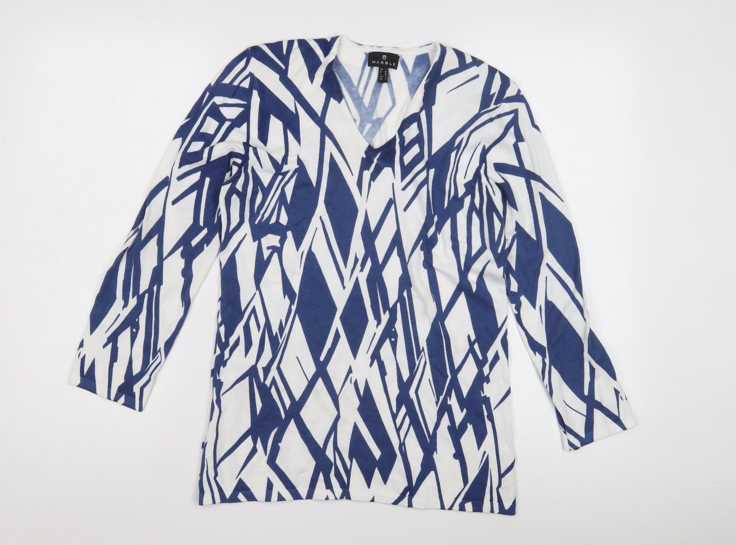 Womens UK Size 4 Marble Blue Pullover Jumper