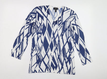 Womens UK Size 4 Marble Blue Pullover Jumper