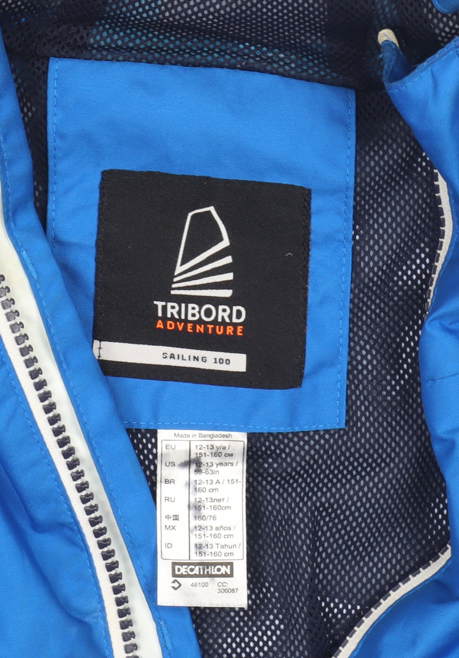 Tribord Boys Blue Waterproof Rain Coat Jacket Size 12-13 Years