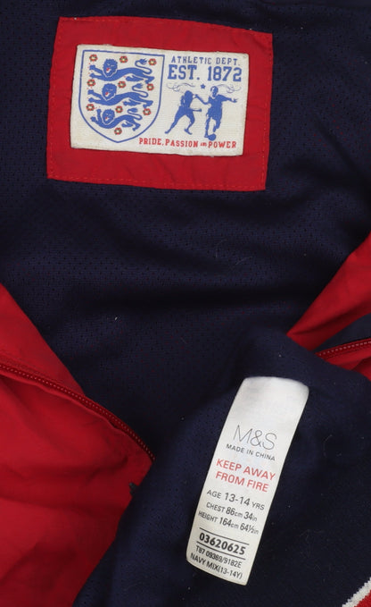 Marks and Spencer Boys Red Track Jacket 13-14Y Hooded Full Zip