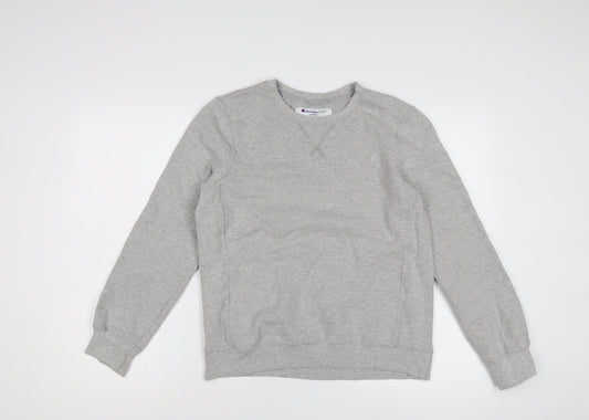 Additional front view of Champion Grey unisex sweatshirt m eco-friendly logo