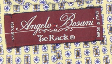 Angelo Bosani Men’s Yellow Silk Geometric Tie