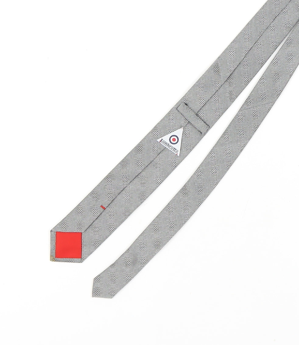Lambretta Men's Grey Silk Slim Geometric Tie