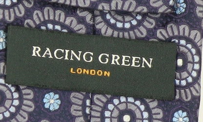 Racing Green Blue Silk Floral Men's Tie