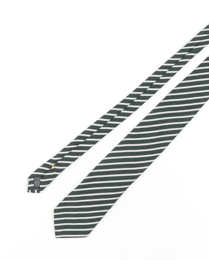 Marks and Spencer Men's Green Striped Silk Designer Tie