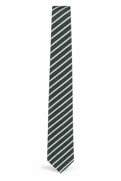 Mens Marks and Spencer Green Striped 100% Silk Designer Tie