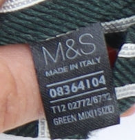 Marks and Spencer Men's Green Striped Silk Designer Tie