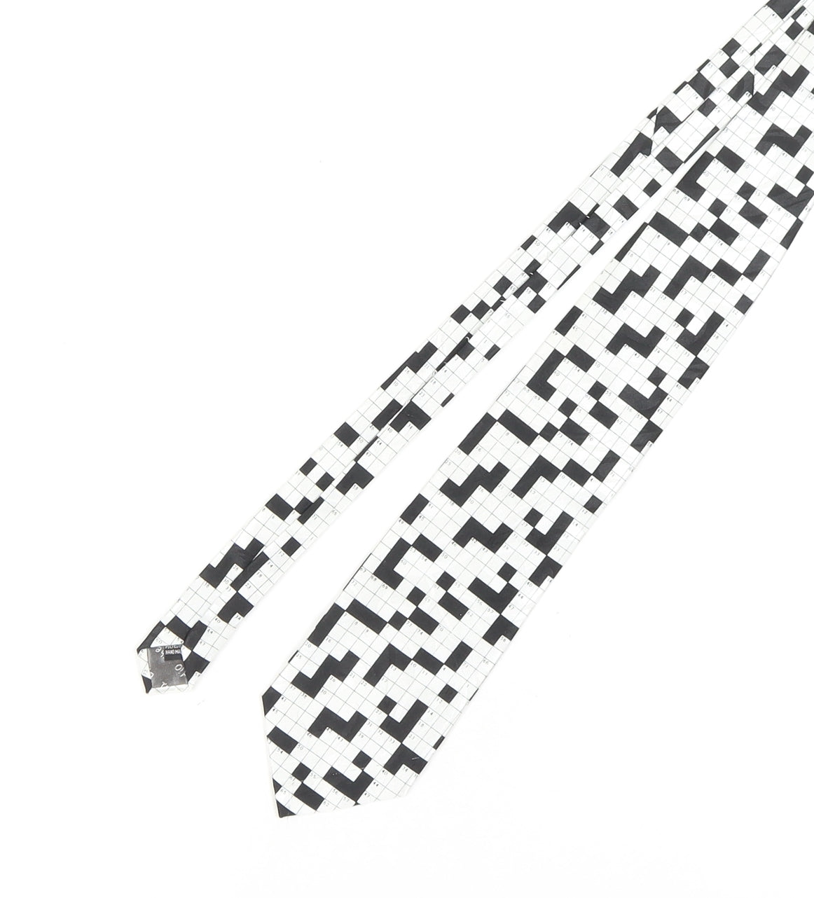 The Tie Studio Men's Black White Geometric Slim Tie