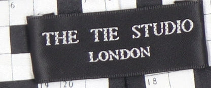 The Tie Studio Men's Black White Geometric Slim Tie