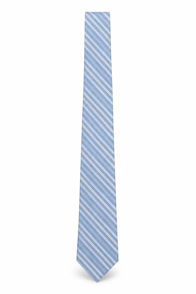 Mens DKNY Blue Striped 100% Silk Slim Tie