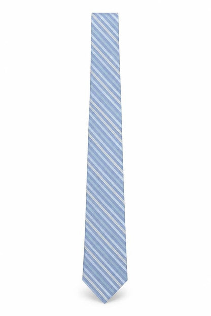 Mens DKNY Blue Striped 100% Silk Slim Tie