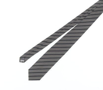 Mens BAUMLER Black Striped 100% Silk  Tie
