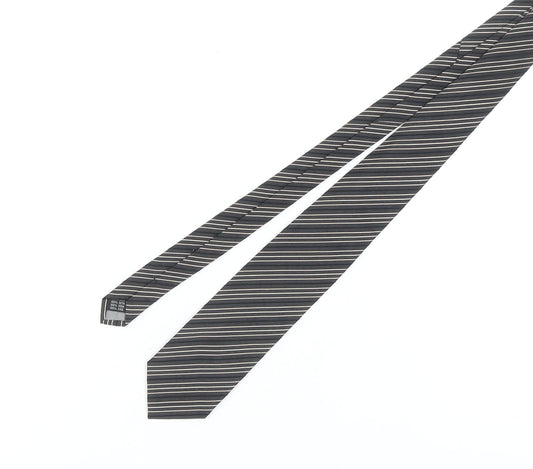 Mens BAUMLER Black Striped 100% Silk  Tie