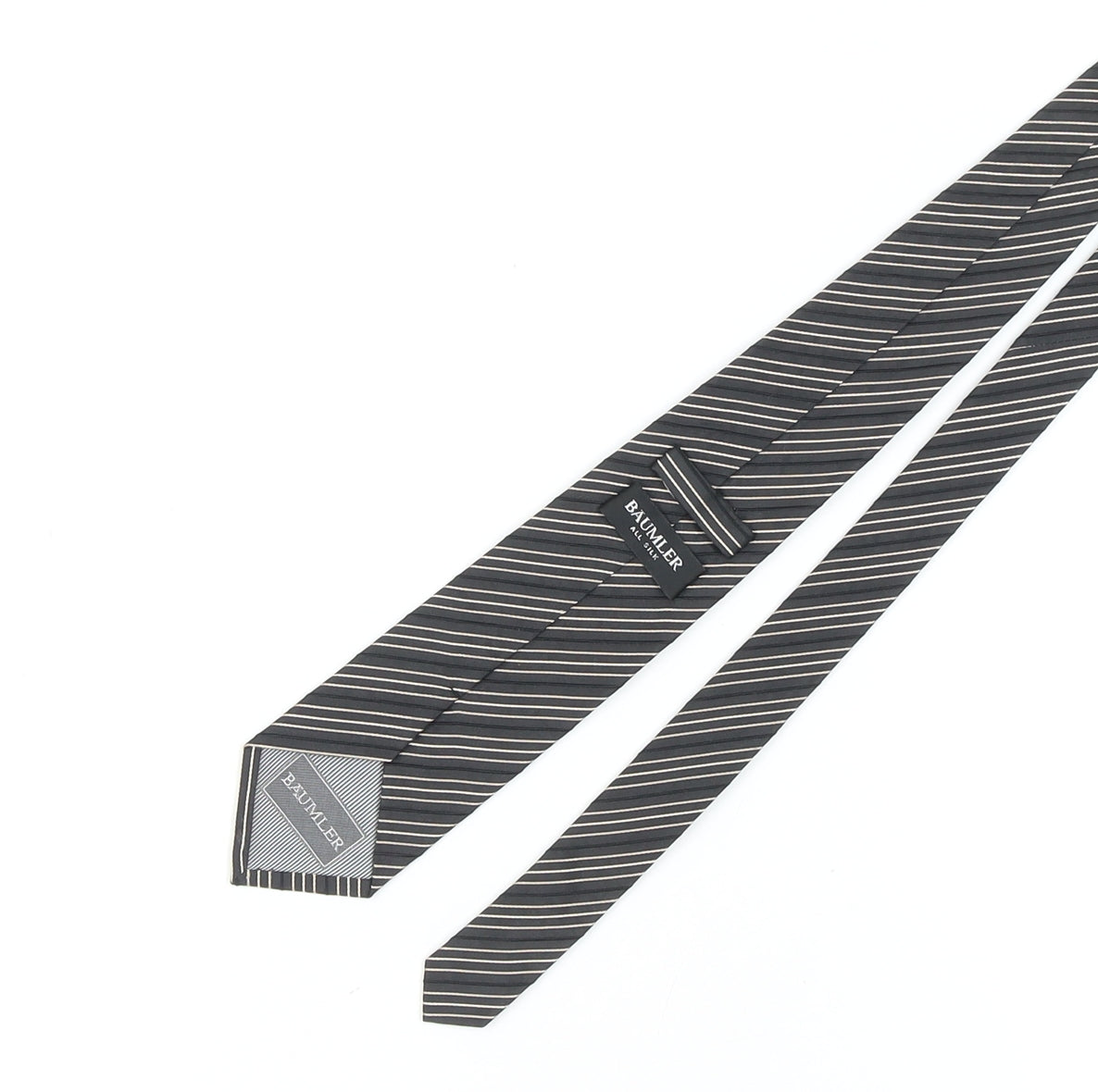 Mens BAUMLER Black Striped 100% Silk  Tie