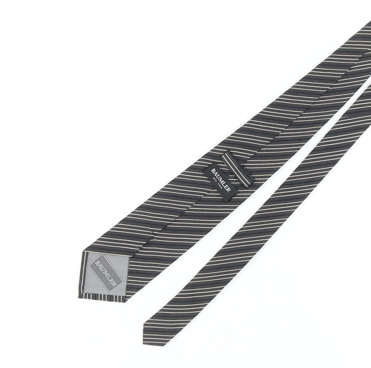 Mens BAUMLER Black Striped 100% Silk  Tie