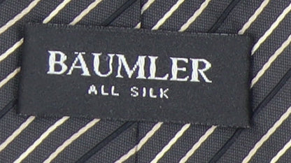 Mens BAUMLER Black Striped 100% Silk  Tie