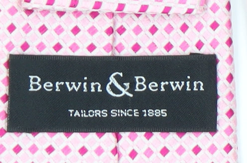 Mens Berwin & Berwin Pink Geometric 100% Slim Tie