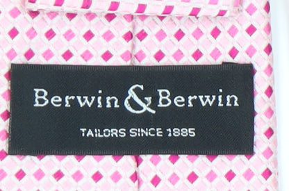 Mens Berwin & Berwin Pink Geometric 100% Slim Tie