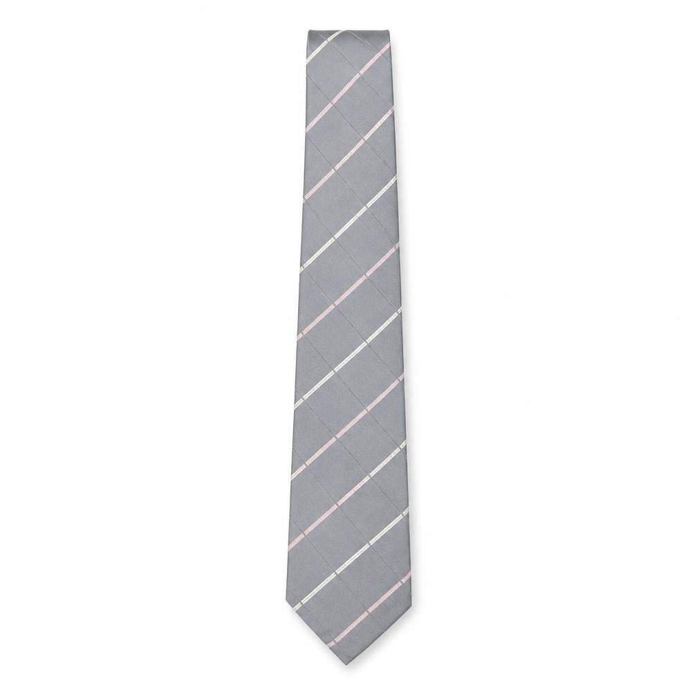 Mens Geoffrey Beene Grey Plaids & Checks 100% Silk  Tie