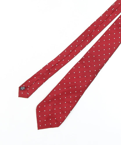 Samuel Windsor Men's Red Polka Dot Silk Tie, Excellent Condition