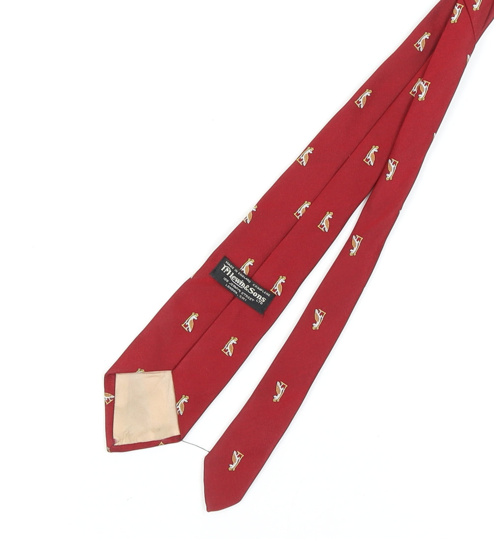 M Lewin & Sons Men's Red Silk Animal Pattern Tie