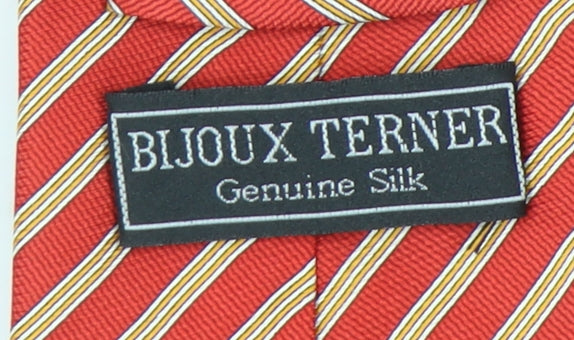 Mens Bijoux Terner Red Striped 100% Silk  Tie