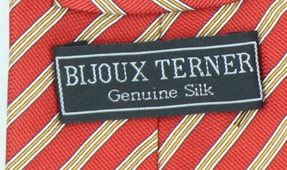 Mens Bijoux Terner Red Striped 100% Silk  Tie