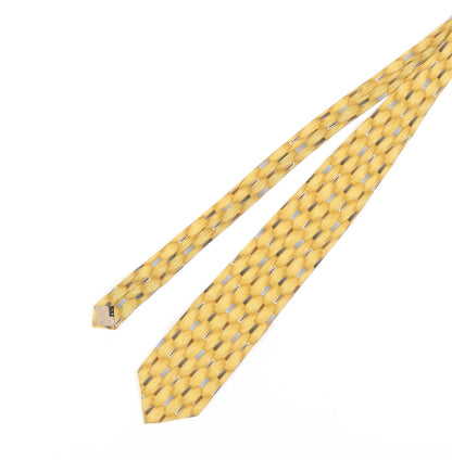 Jonelle Men's Yellow Geometric Silk Tie