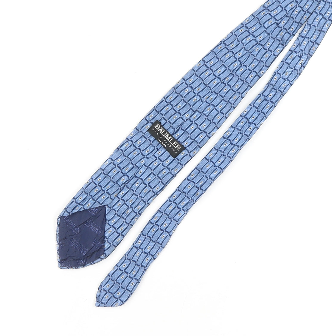 Mens Baumler Blue Geometric 100% Silk  Tie