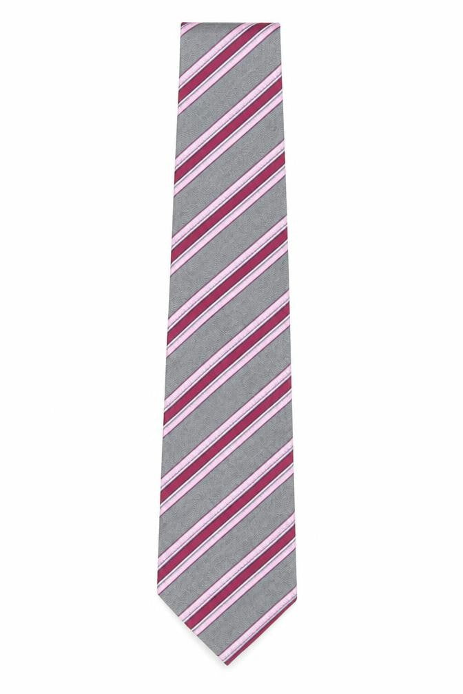 Mens Marks and Spencer Pink Striped 100% Silk  Tie