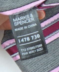 Marks and Spencer Men's Pink Striped Silk Tie One Size