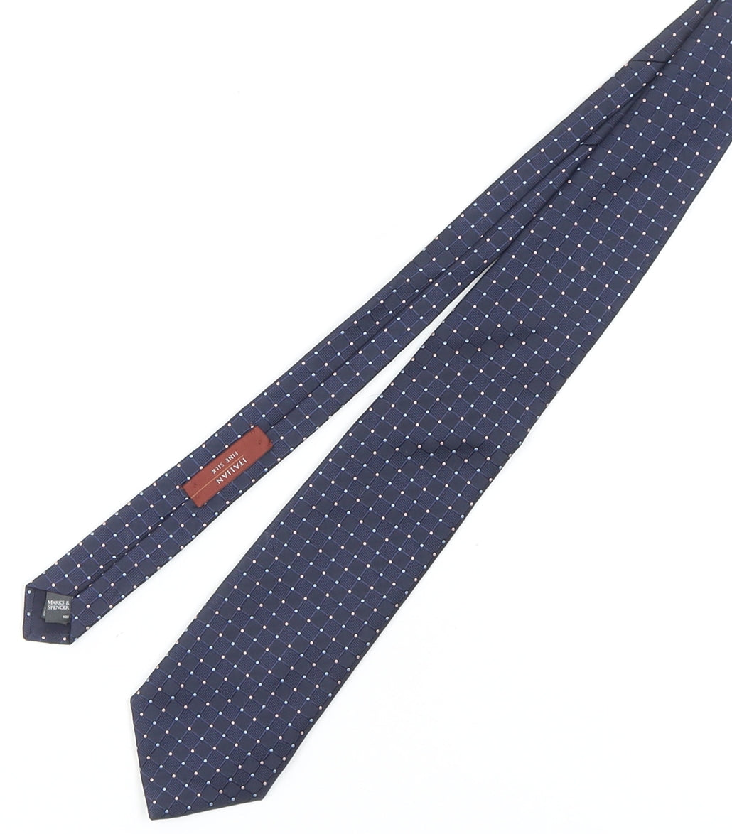 Marks and Spencer Men's Blue Silk Geometric Tie