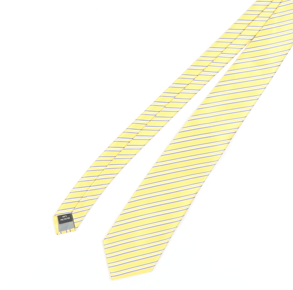 Michelsons of London Yellow Striped Polyester Men's Tie
