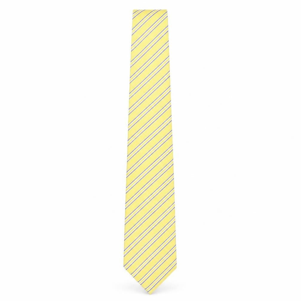 Mens Michelsons of London Yellow Striped 100% Polyester  Tie